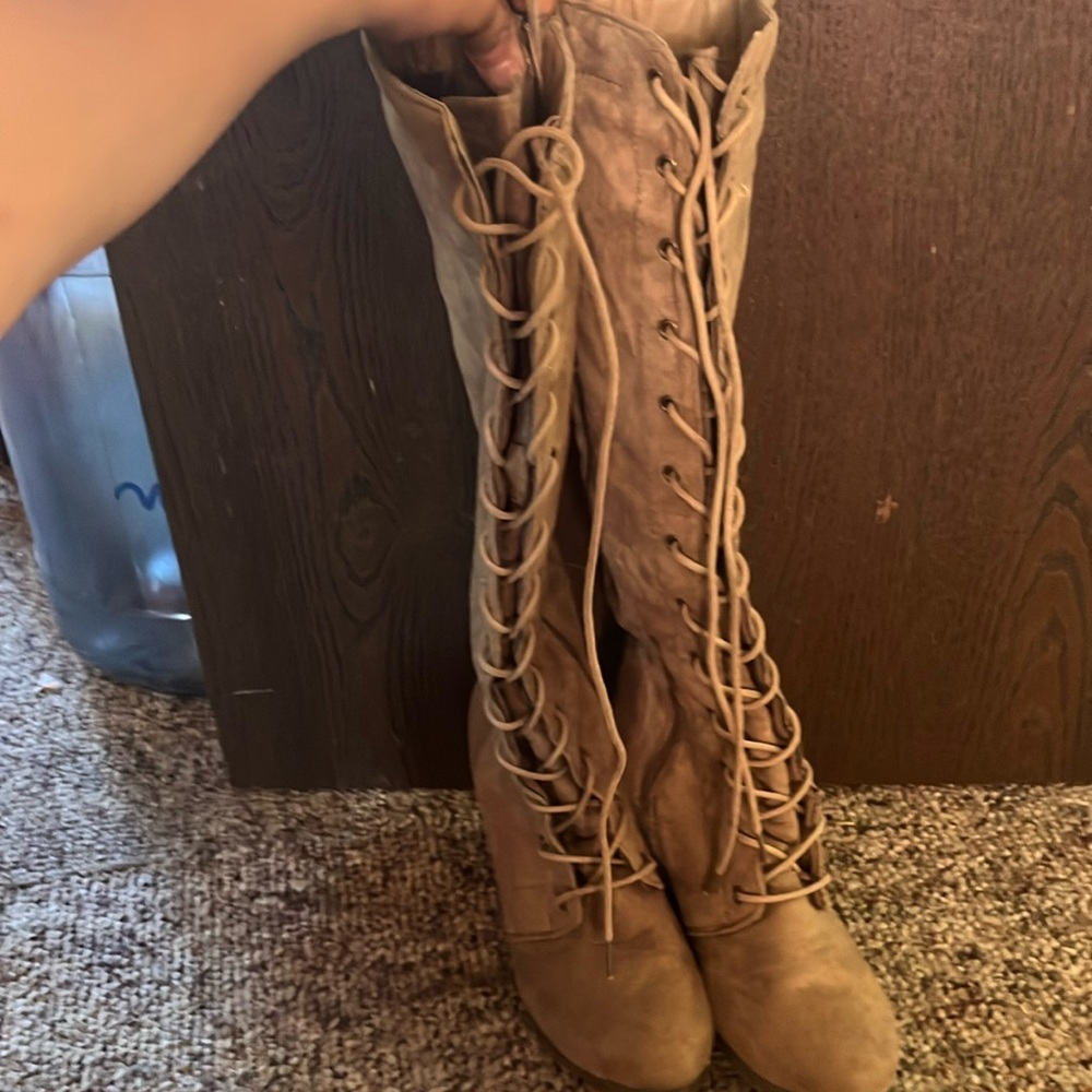 J. Khaki Tan Lace Up Boots